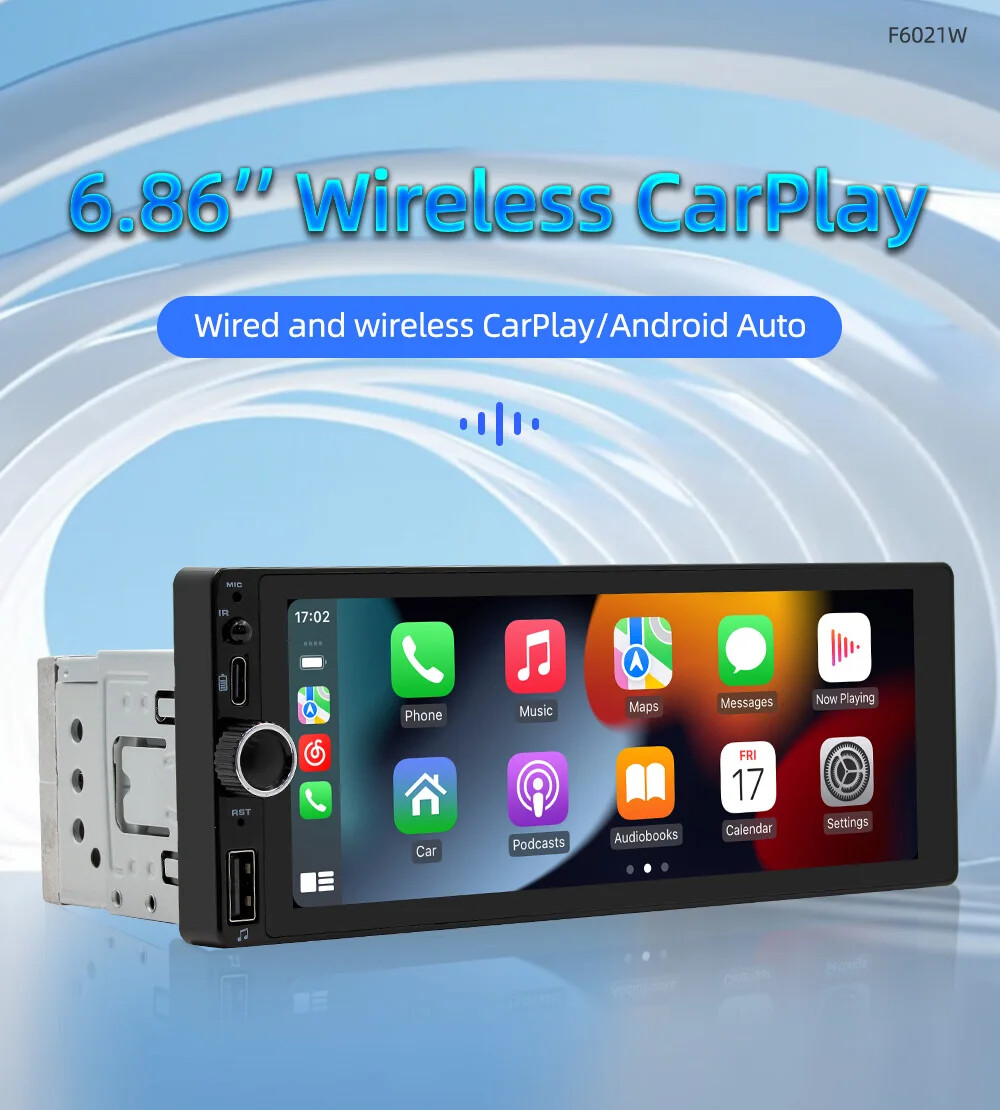 1din 6.86″ HD Car Radio Multimedia Carplay Touch Screen Mirror Link Bluetooth