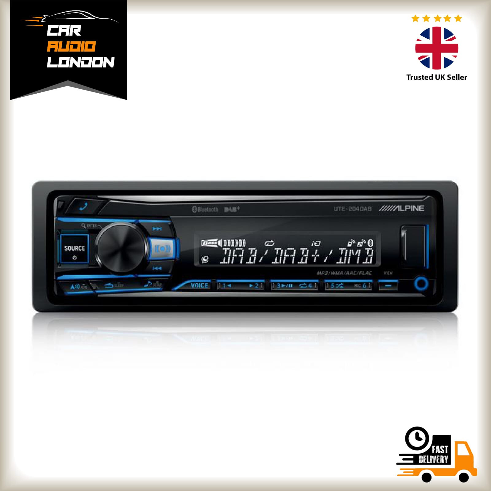 Alpine UTE-204DAB 1 DIN DAB+ Media Receiver – Built-in Amp & Advanced Bluetooth