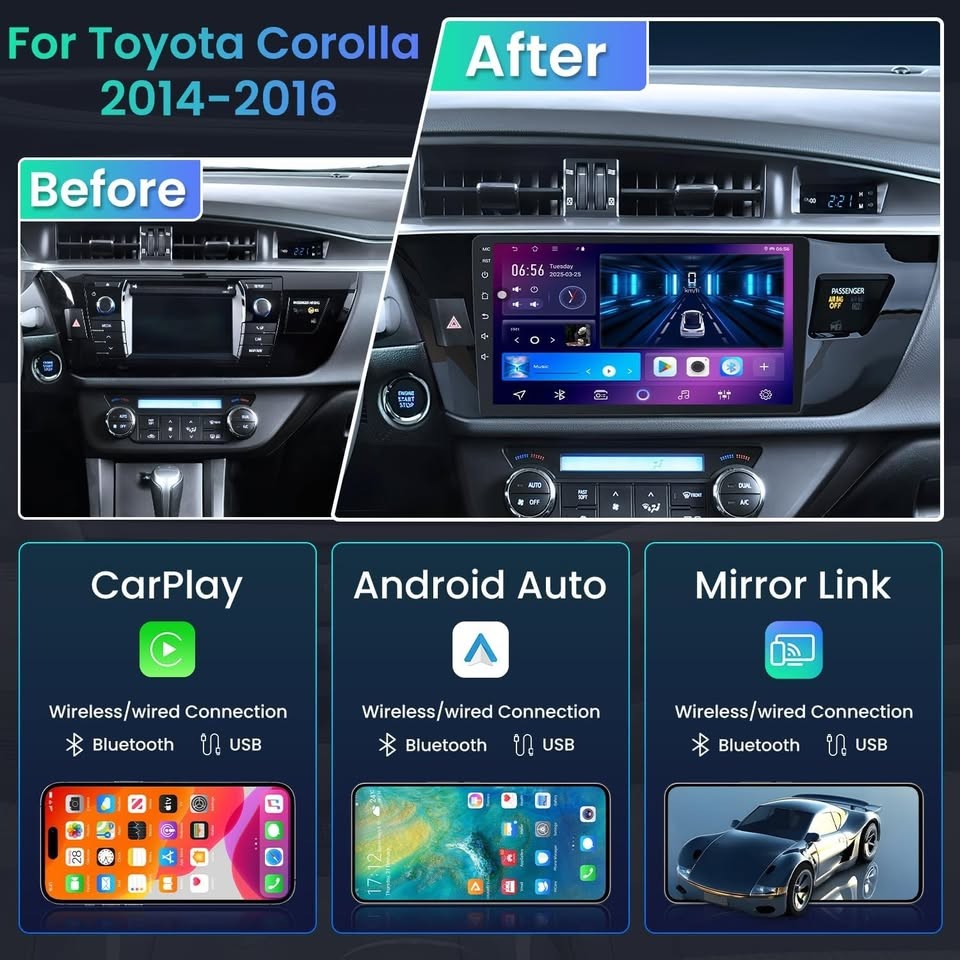Jingelsye CarPlay Radio for 2014-2016 Toyota Corolla 10″ GPS BT WiFi