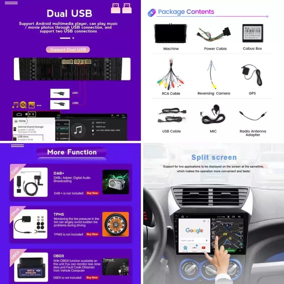 9″ Android 10. CarPlay Auto GPS Navigation Car Stereo Multimedia Player For VW