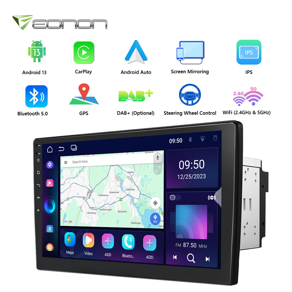 Android Auto 10.1″ IPS Car Dash GPS FM Radio Stereo Apple CarPlay Bluetooth WiFi