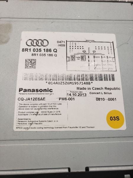2013-2016 Audi A4 Radio Dash Mounted Stereo Receiver OEM 1247551