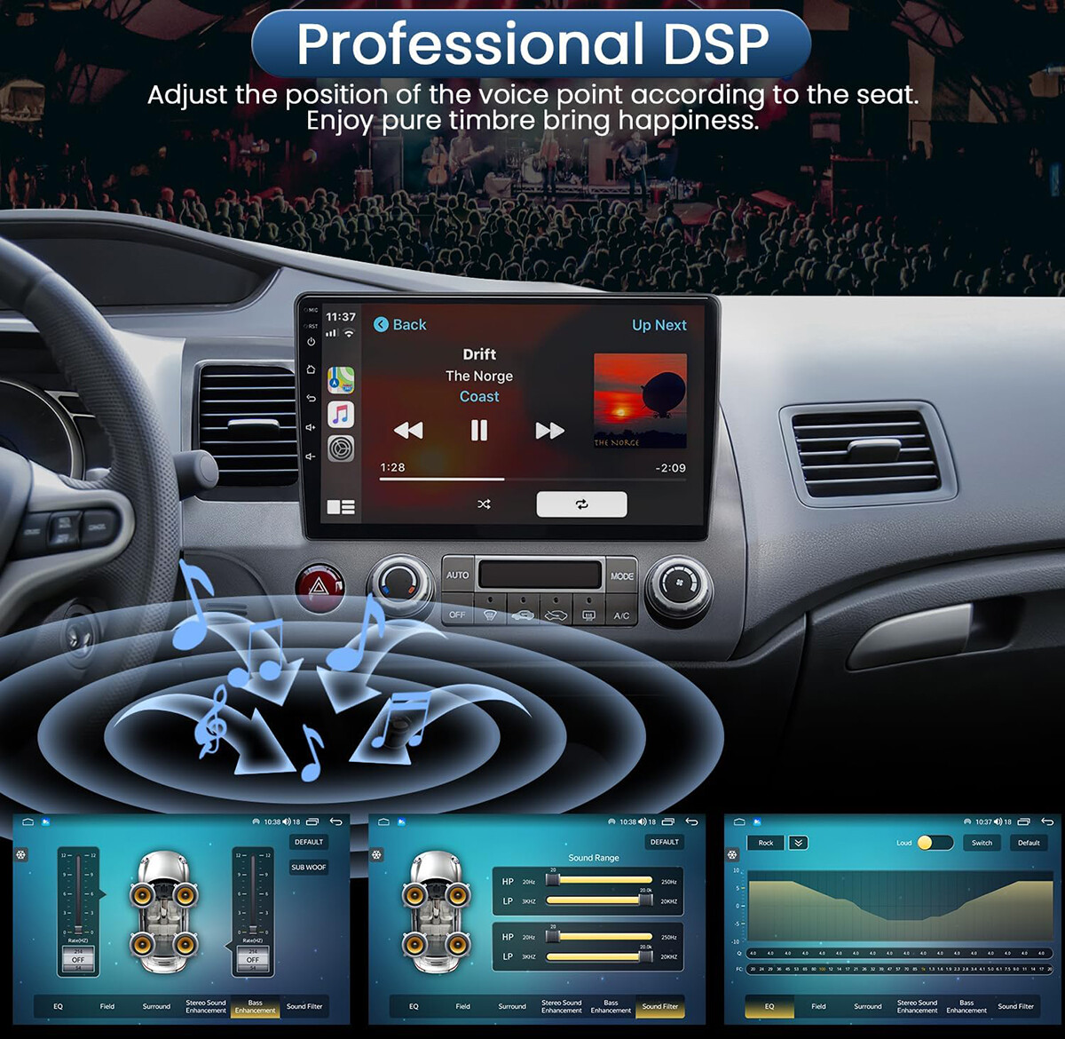For Honda Civic 2006-2011 Apple CarPlay Android 12.0 Car Stereo Radio GPS Navi
