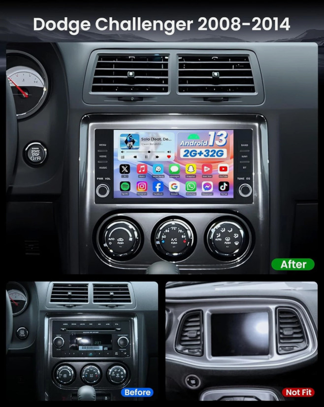 Car Radio Stereo Carplay For 2008-2014 Dodge Challenger Wireless Head Unit +Cam
