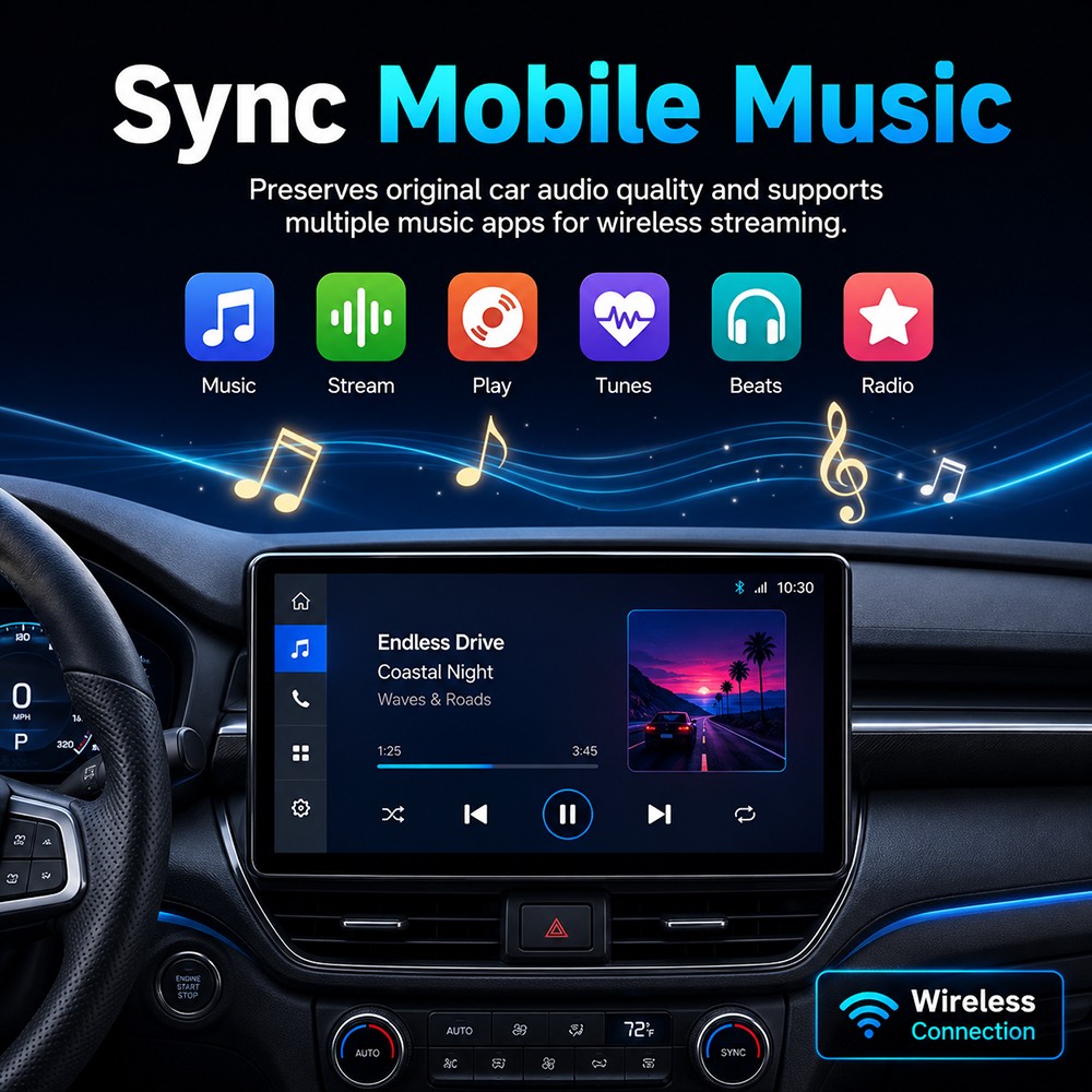 4-in-1 Screen Mirroring Wireless CarPlay Adapter Android Auto AirPlay USB Dongle