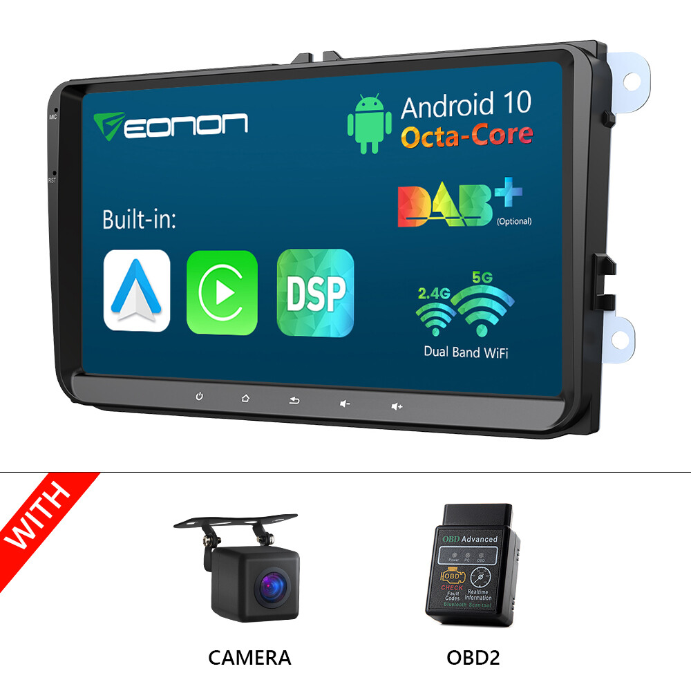 CAM+OBD+Q53SE 8-Core Car Radio Stereo Carplay Android Auto For VW RCD330 RCD360