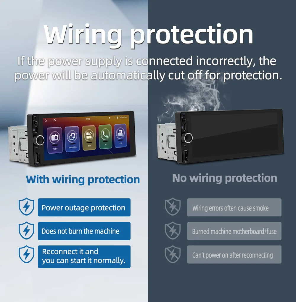 1din 6.86″ HD Car Radio Multimedia Link Bluetooth USB FM Camera MP5 Player
