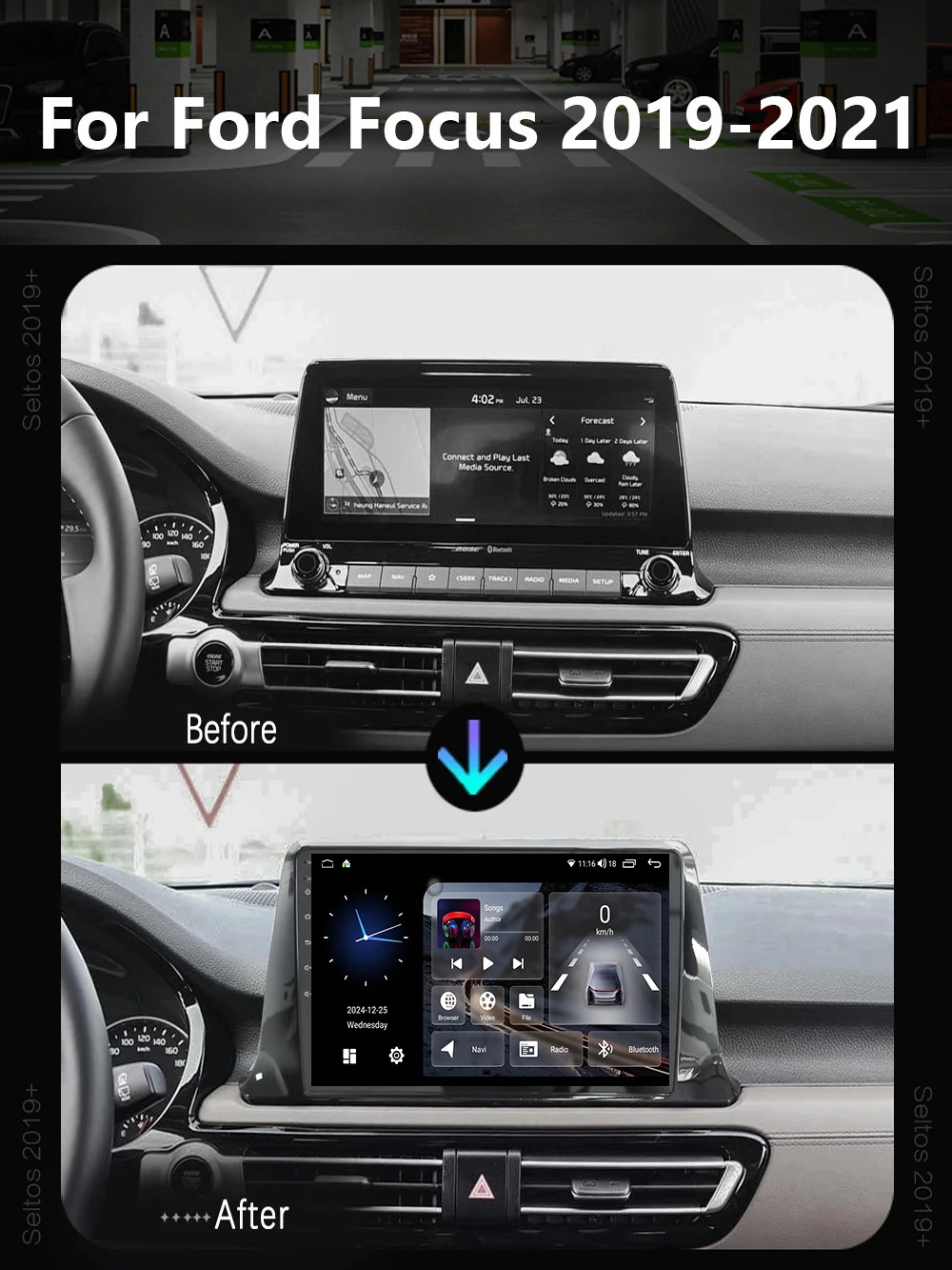 Car Radio For Ford Focus 2019-2021 Android Multimedia Video Stereo Carplay GPS