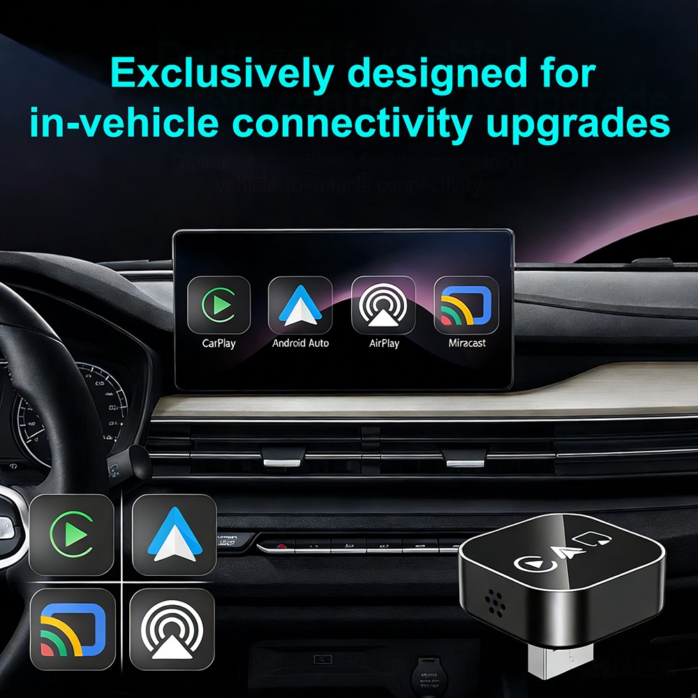 1/2X 4IN1 Wired to Wireless CarPlay Adapter for Apple iPhone Auto Mirror Link