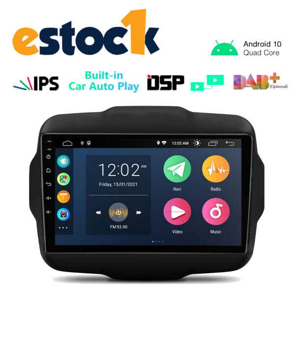 CAR TABLET ANDROID 14 FOR JEEP RENEGADE 2015-2018 4GB RAM 64GB ROM 9″ GPS