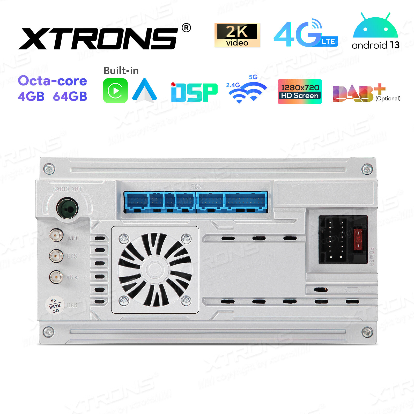 DVR+ 10.1” QLED Double 2DIN WiFi Android 13 8-Core CarPlay Stereo GPS 4G LTE BT