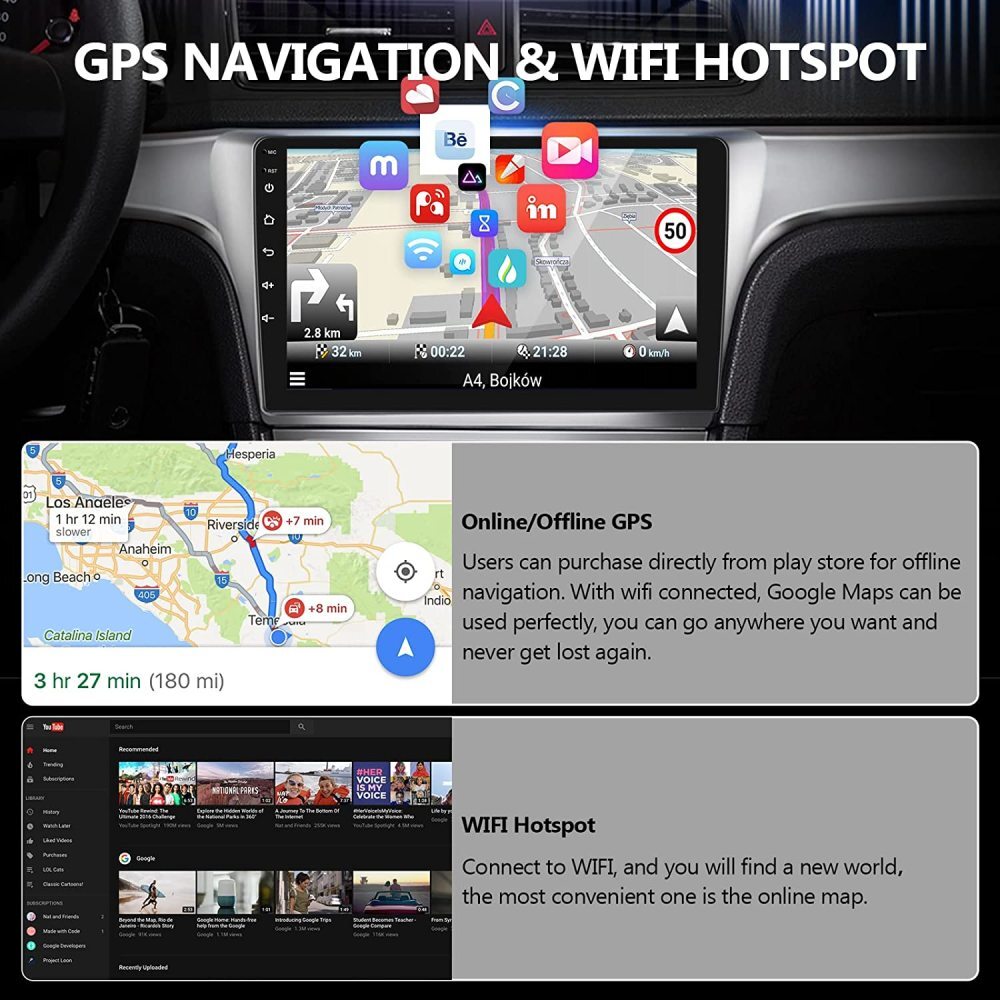 2DIN Carplay Android PLUG&PLAY Stereo Radio GPS Navi For Toyota Avalon 2005-2010