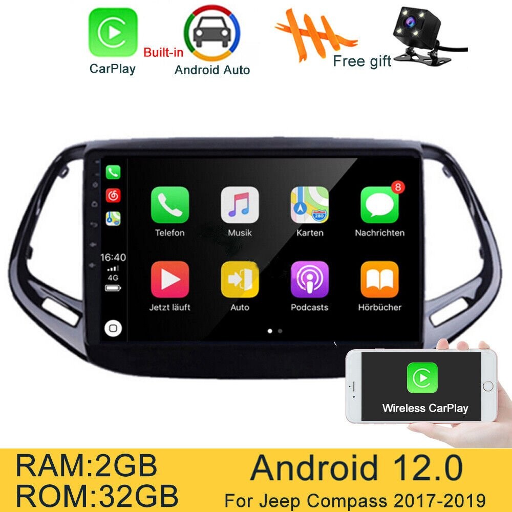 For 2017-2019 Jeep Compass 10″ Wifi Carplay Car Radio ANDROID 13 GPS Navi
