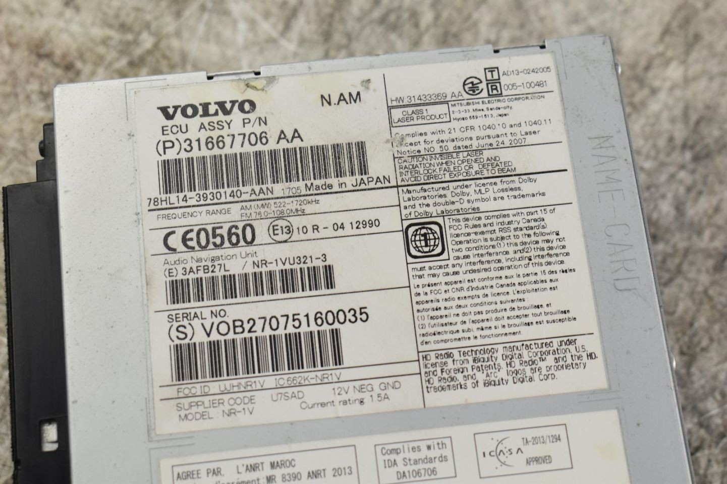 Audio Equipment Radio Receiver ID 31667706 Fits 18 VOLVO S60 3844789