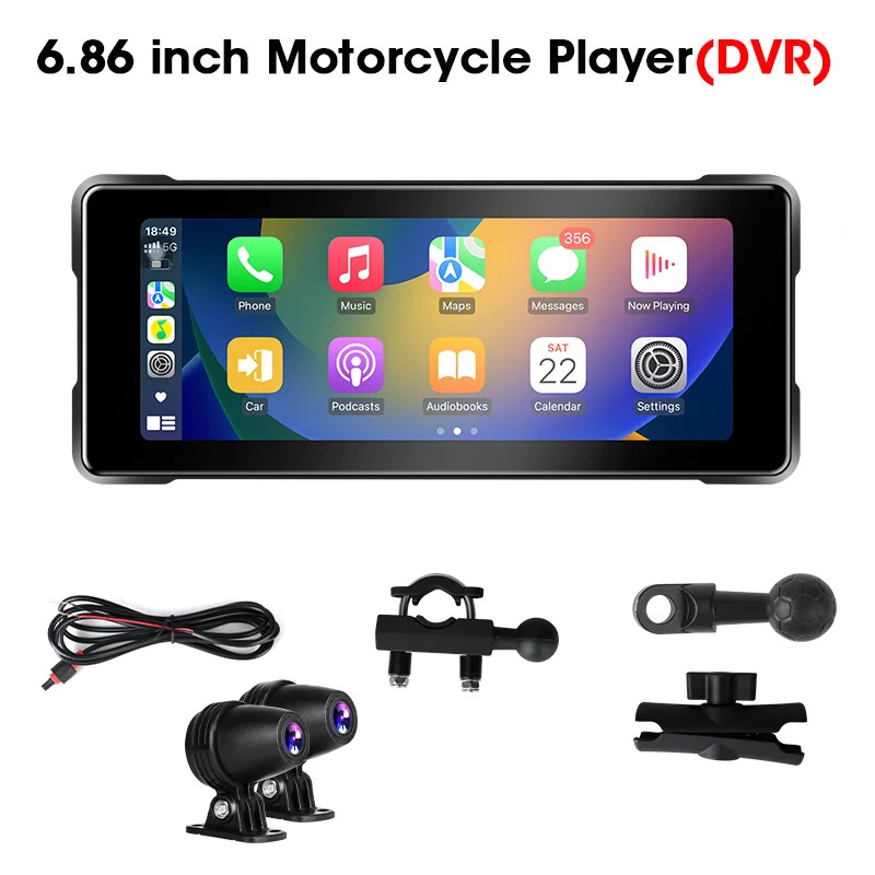 6.86 Inch Motorcycle DVR Portable Waterproof Touch screen Wireless Android