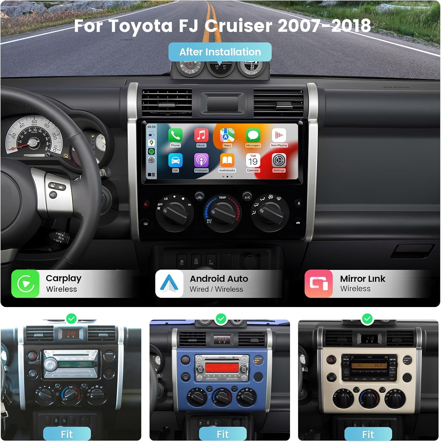 Android 15 GPS Stereo For Toyota FJ Cruiser 2007-2014 Carplay Car Radio 12.3inch