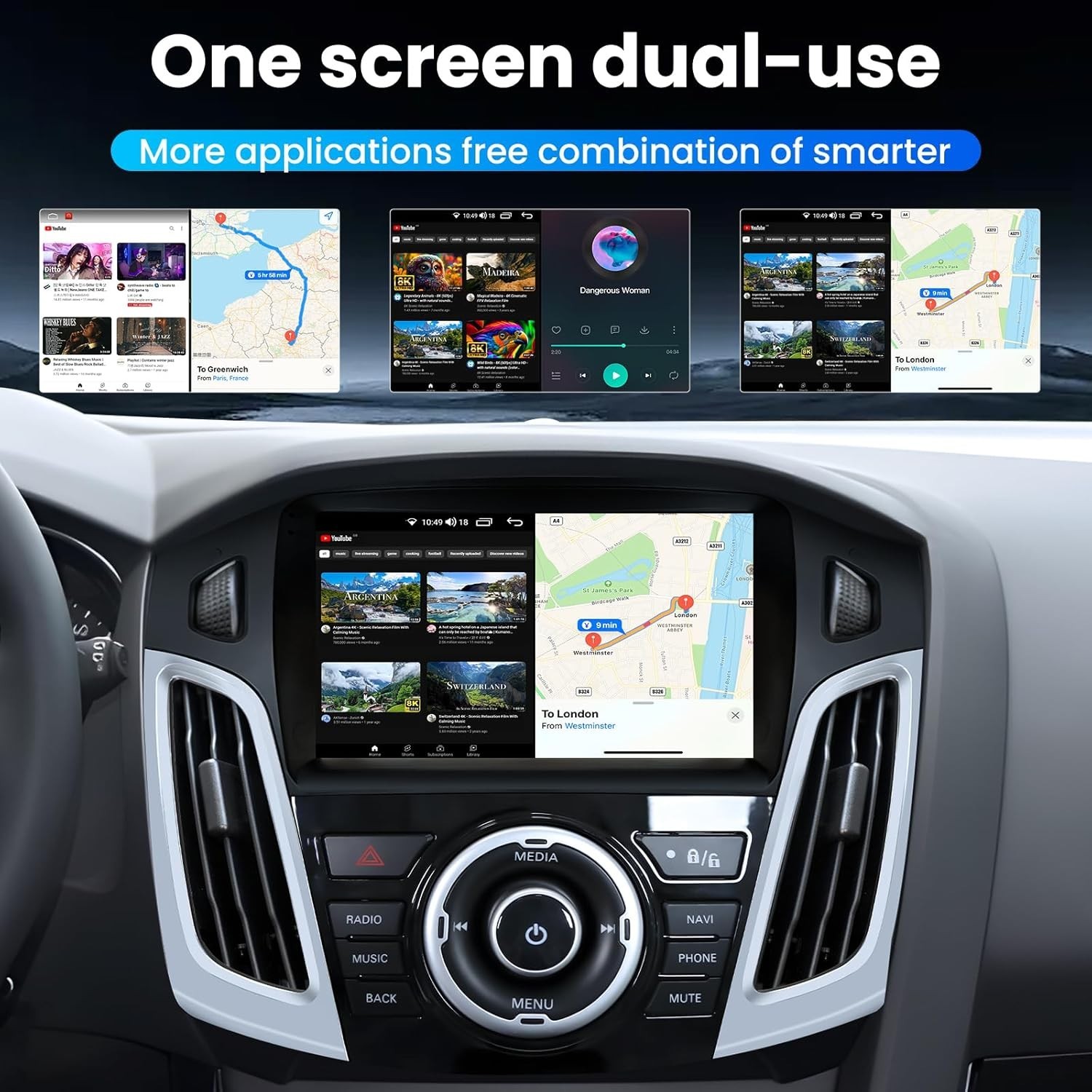 Ford Focus 2012-2018 Android 13 Car Stereo 9″ Touchscreen 4GB 64GB Wireless CarP