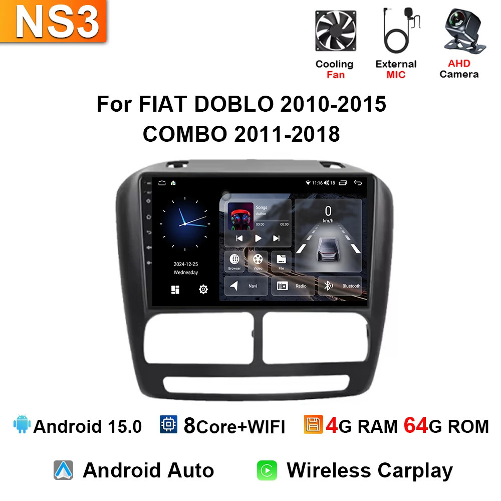 For Fiat DOBLO 2010-2015 COMBO 2011-2018 Carplay Car Radio GPS Multimedia Screen