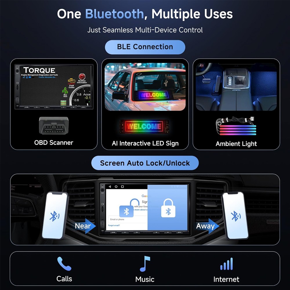 ATOTO F7WE 7″ Double DIN GPS Car Stereo Wireless Android Auto &CarPlay,Bluetooth