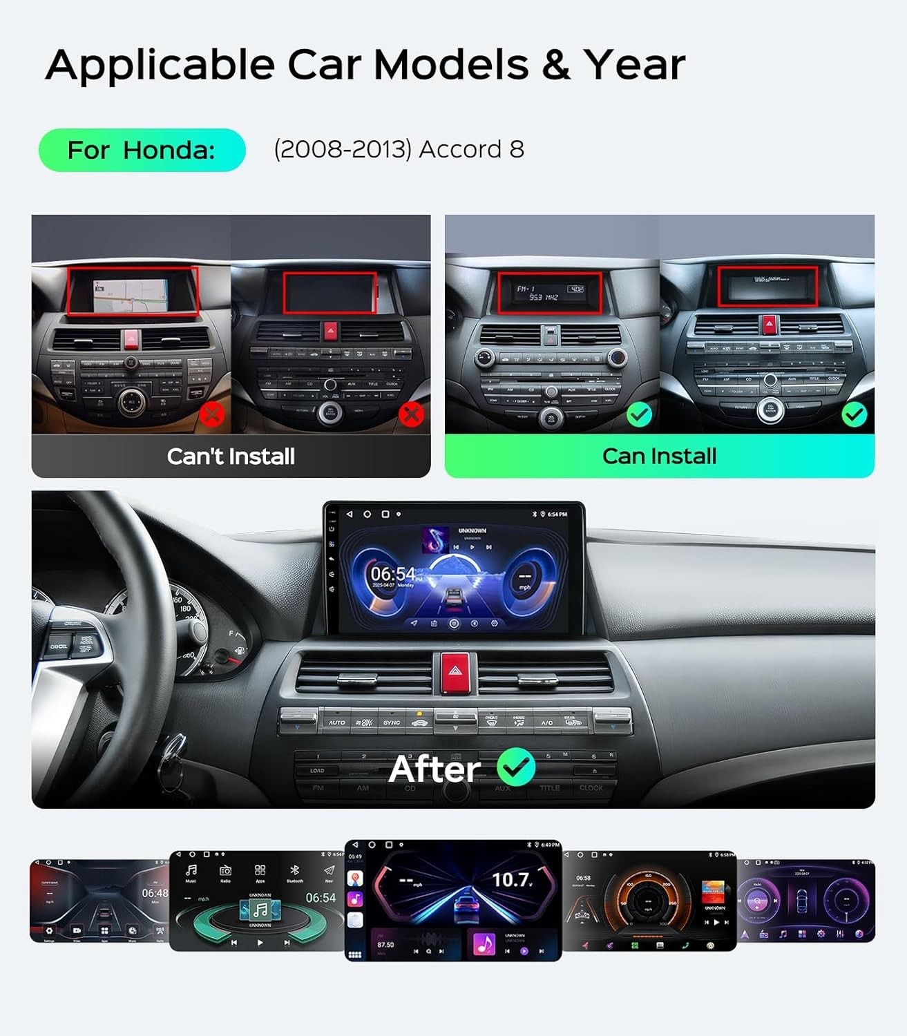 10.2″ Car Radio Stereo FOR Honda Accord 8th 2008-13 Upgrade 2+64G IPS HD TScrn W