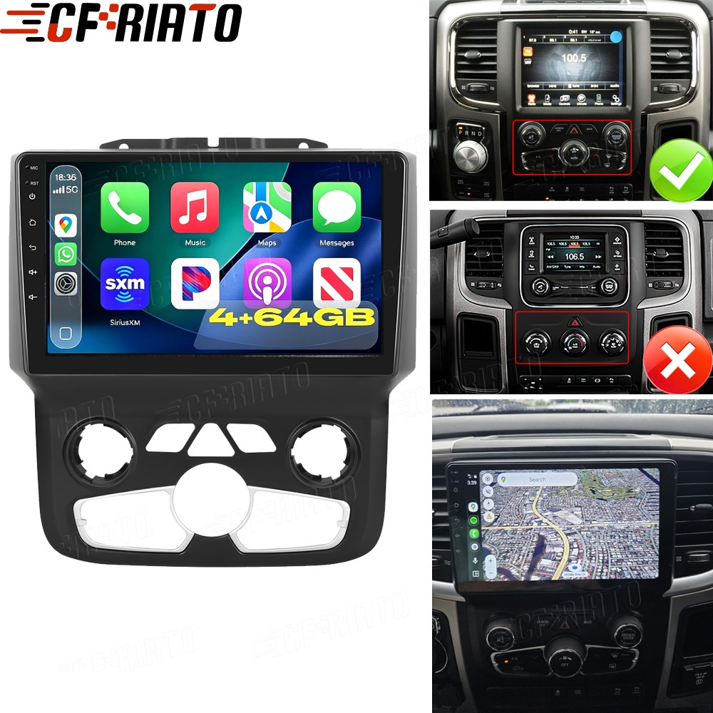 4+64GB For 2013-18 Dodge Ram 1500 2500 3500 Radio Android 15 Stereo Carplay Navi