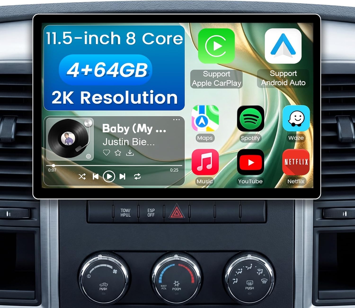11.5 Inch 8 Core 4GB+64GB Car Radio Stereo Dodge RAM 1500/2500/3500 2009 4811