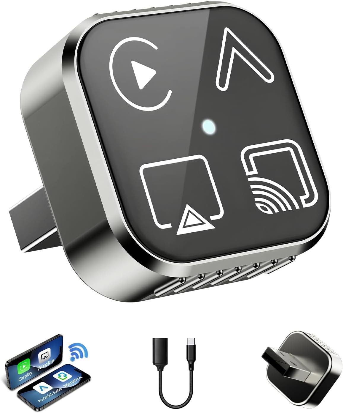 Wired to Wireless CarPlay Adapter for Apple iPhone/Android Auto/AirPlay/Miracast