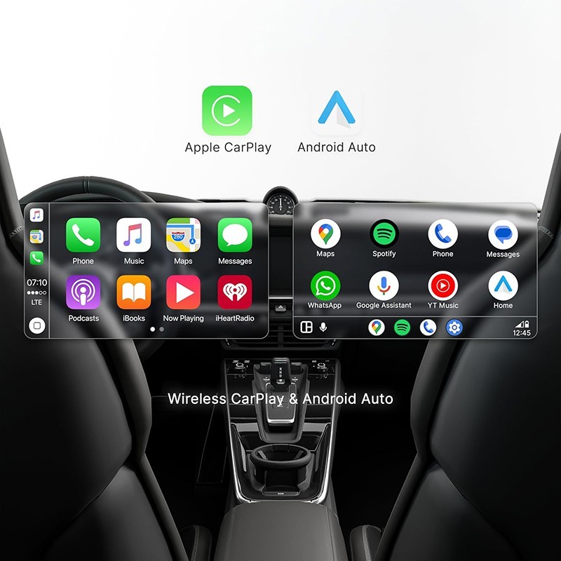 2-in-1 Wireless CarPlay&Android Auto Adapter USB A/USB-C Dongle WiFi6 OTA Update