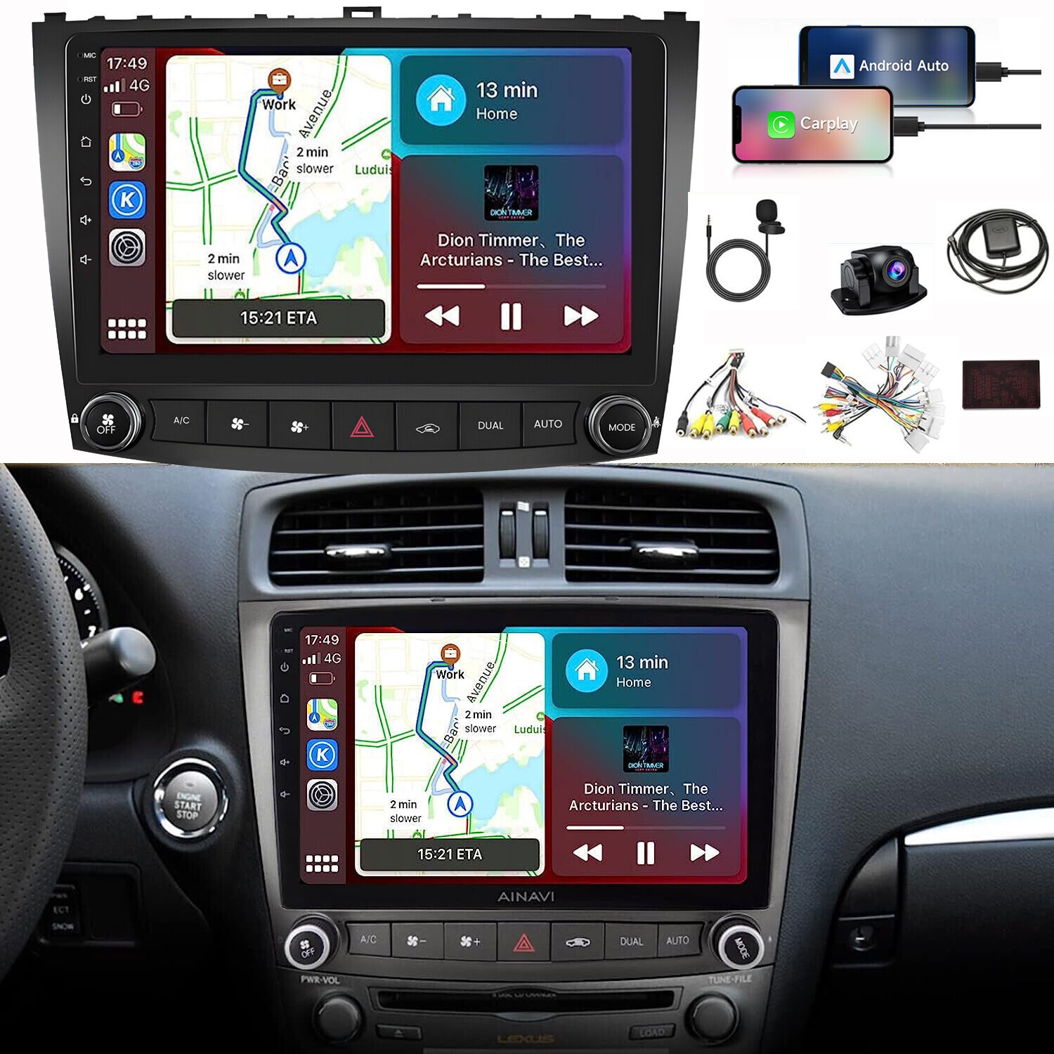 For 2006-2012 Lexus IS250 IS350 Car Radio Stereo Carplay 4+64G 10in SWC WIFI