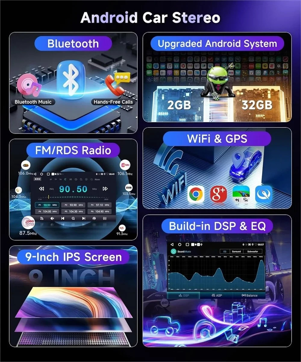 9in Android Auto/Carplay Radio/Stereo for 2001-2005 Honda Cific