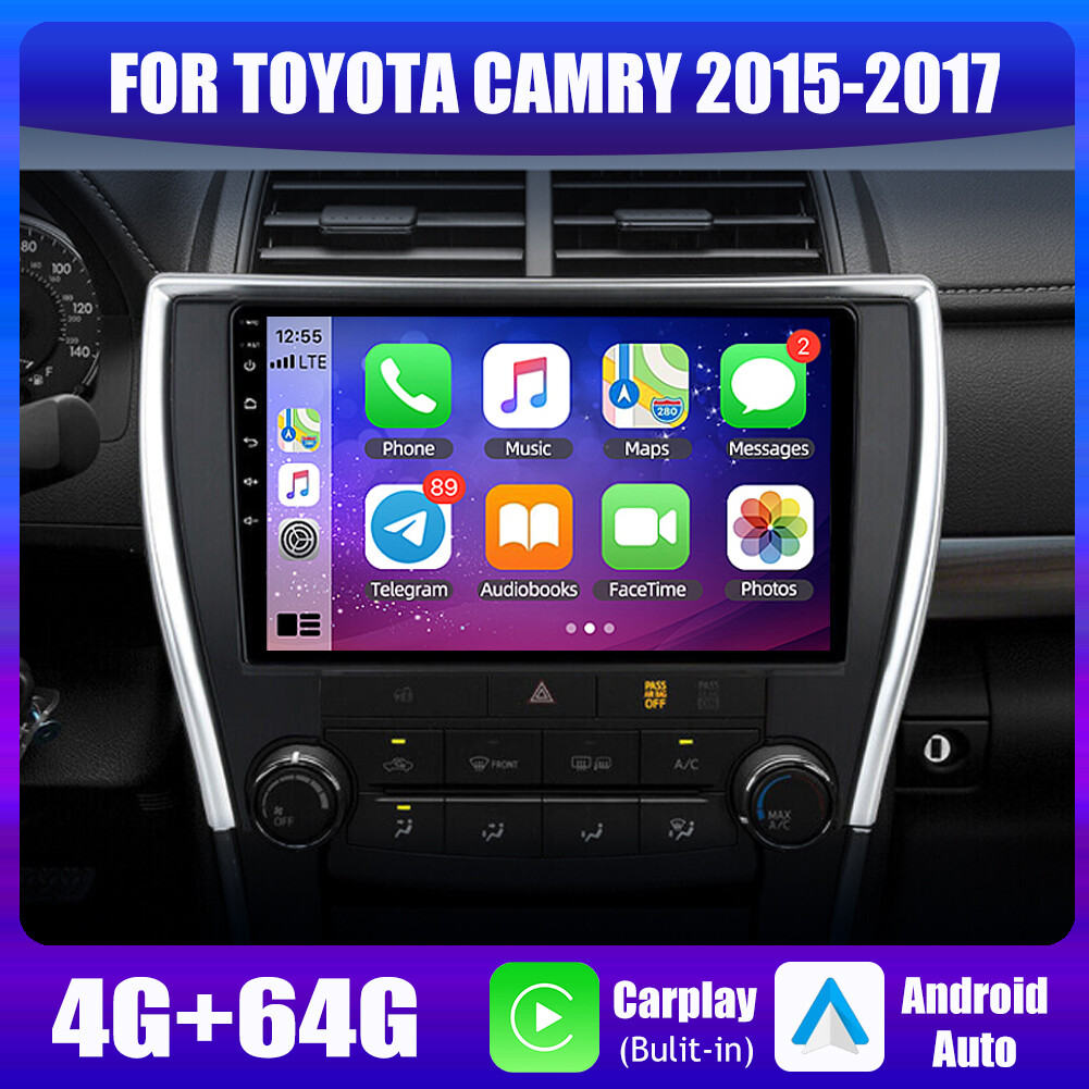 8-CORE Car Stereo For 2015-2017 Toyota Camry Android 14 Navi CarPlay 10.1″ 64GB