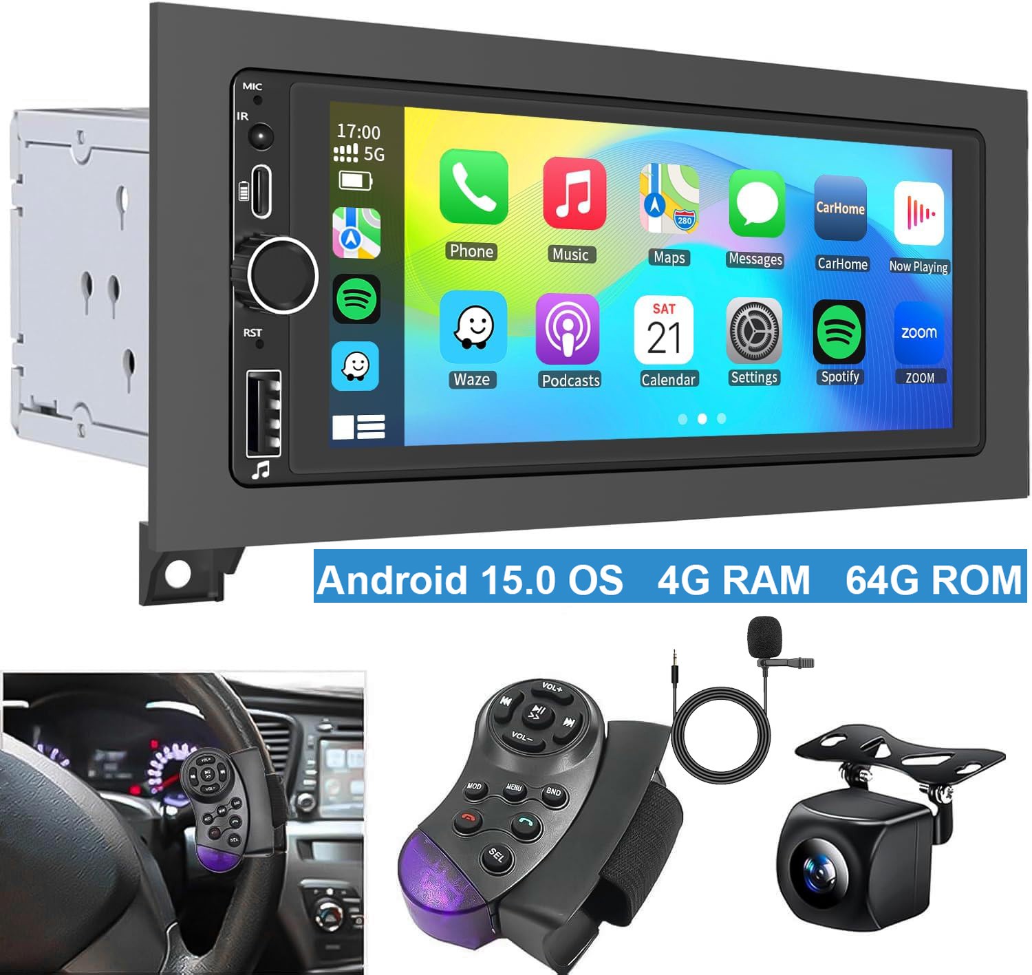 for 1994-2001 Dodge Ram Dakota/Jeep Wrangler Cherokee Android 15.0 Car Stereo FM