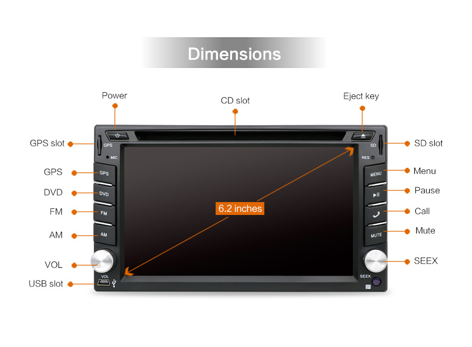 2DIN Car Stereo Car DVD CD Player Double Radio Car Play Head Unit GPS 2GB+32GB