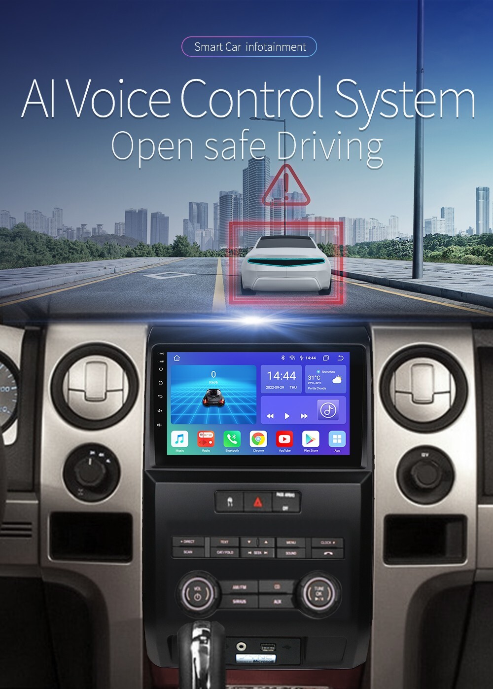 For Ford F150 2009-2014 Android 14.0 Car Stereo Radio GPS Navigation Wifi 32G BT