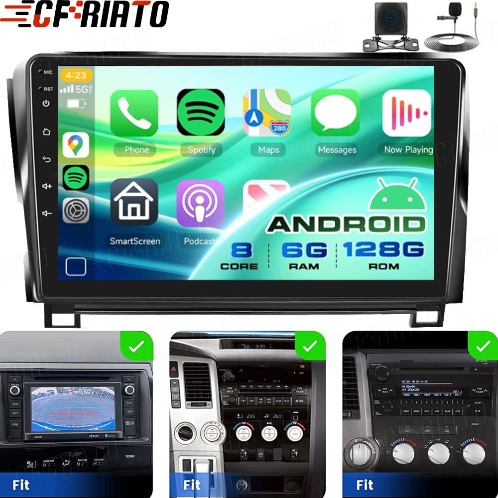 6+128GB Carplay For Toyota Tundra 2007-2013 Sequoia 2008-19 Car Stereo GPS Radio