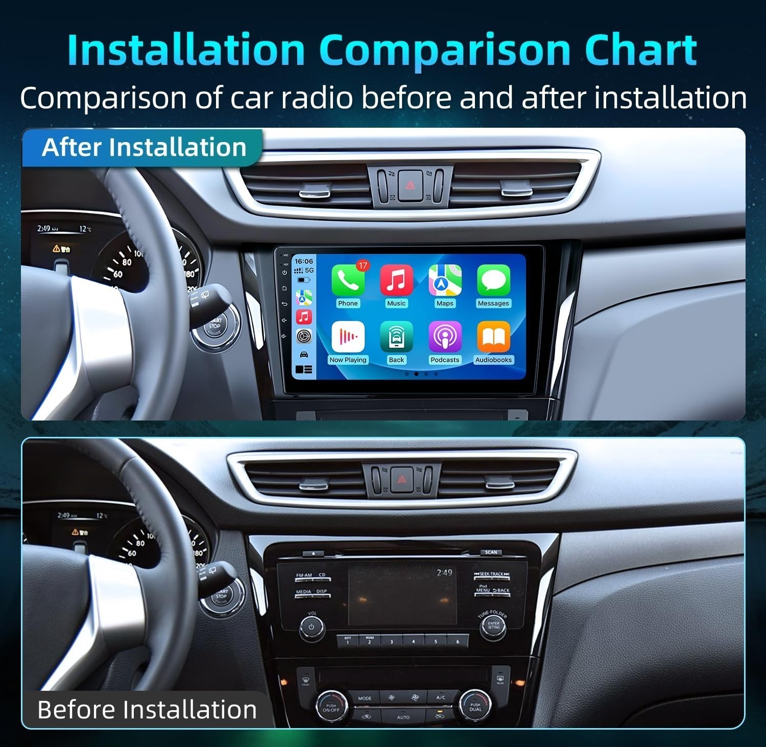 Car Radio Stereo Carplay For Nissan X-Trail 4+64G 10in Media Car