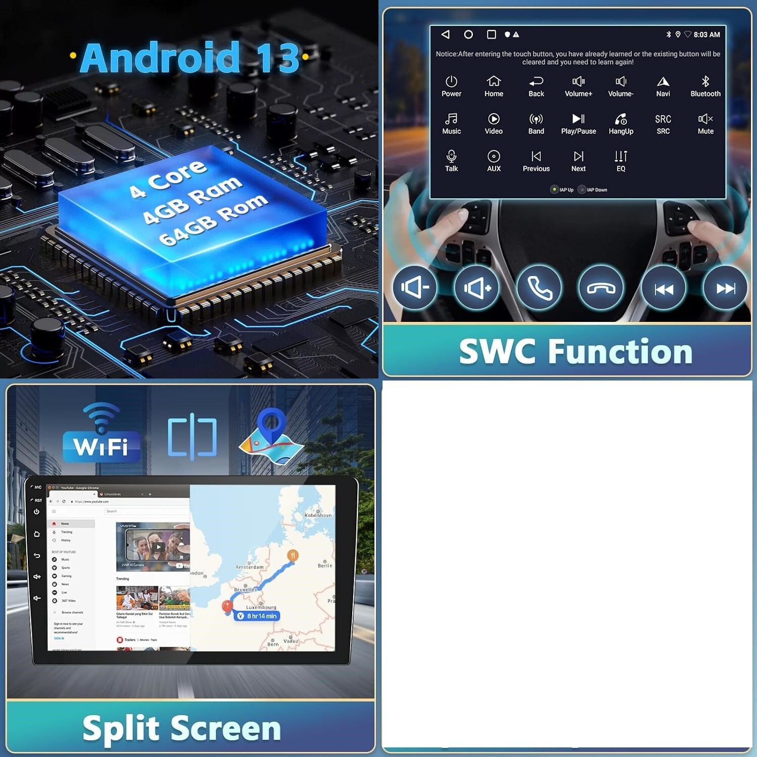 64G Carplay FOR Dodge Grand Caravan 2011-2020 Android Car Stereo Radio GPS NAVI