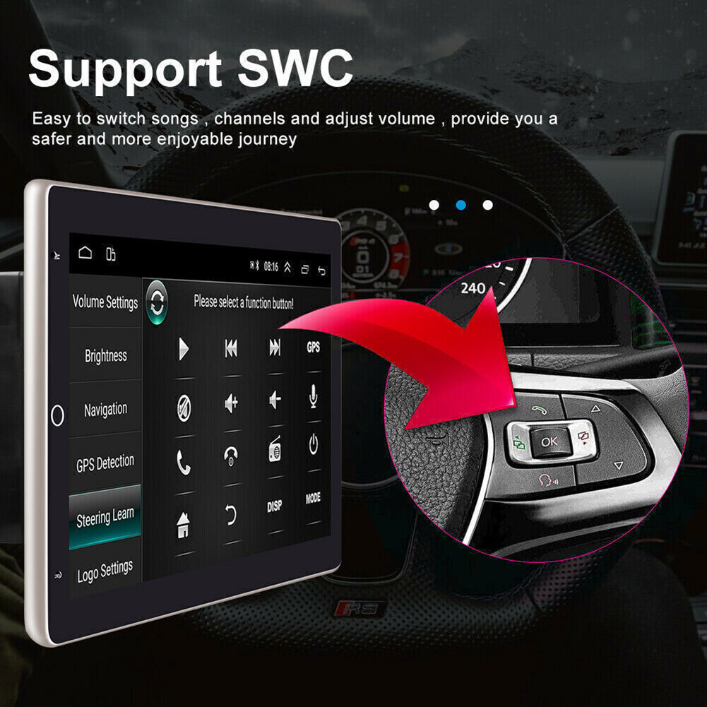 Android 13 Double 2 DIN Rotatable Car Stereo Radio 10.1” Touch Screen GPS Wifi