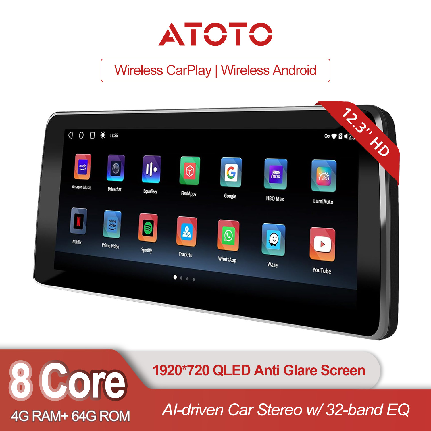 12.3″ AI Android Car Stereo for BMW 5 Serie F10 F11 2013-16 NBT Wireless CarPlay