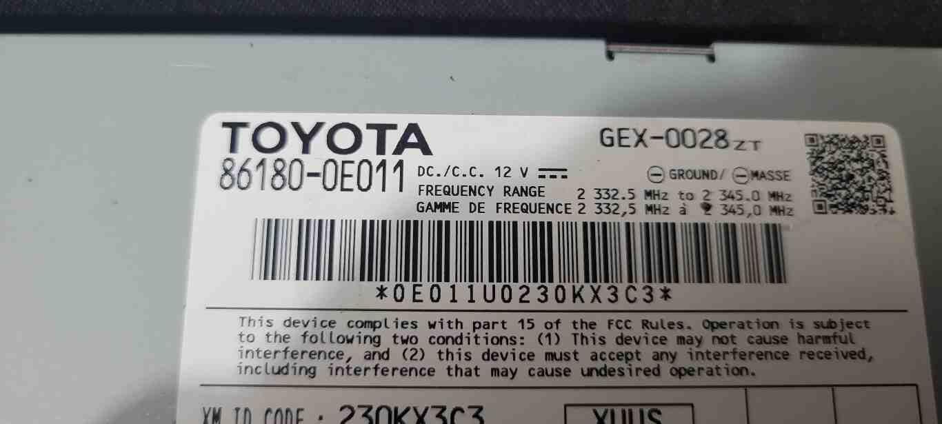 Toyota 2013-2019 Satellite Sirius XM Receiver Module OEM #86180-0E011