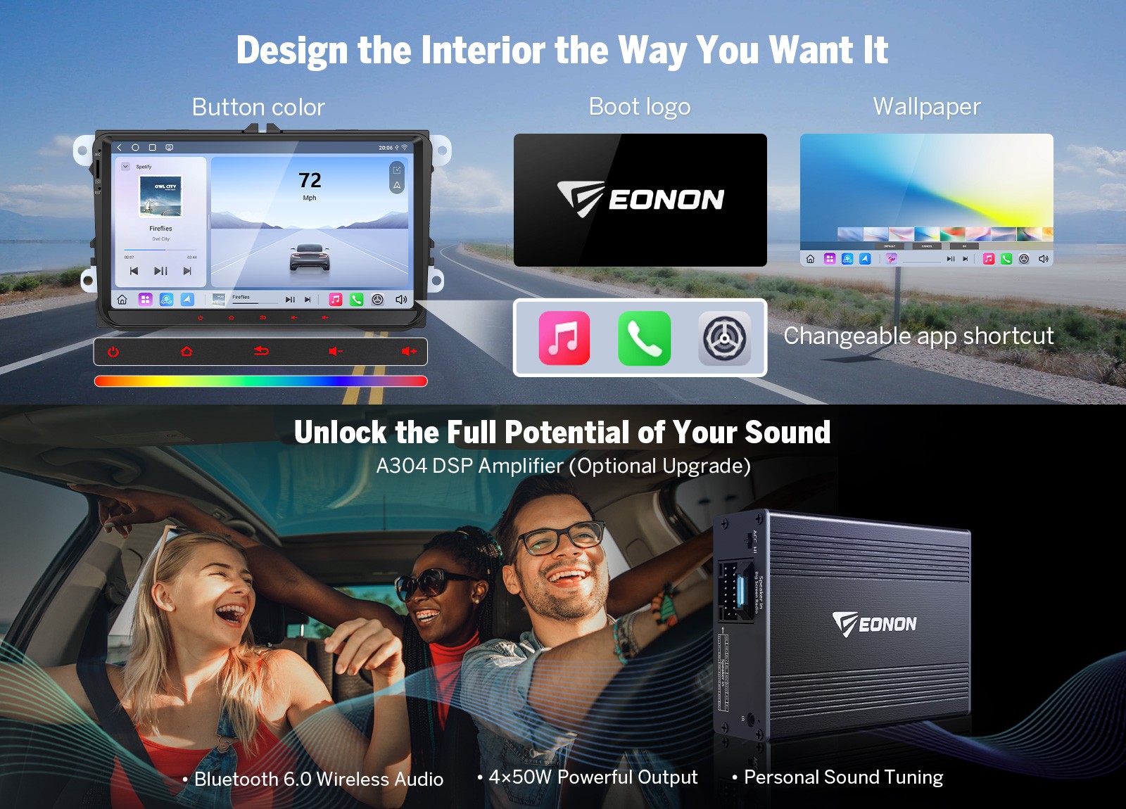 Eonon VWX6S PRO Android 13 Head Unit 8+128 9″ QLED DSP CarPlay for VW Jetta Golf