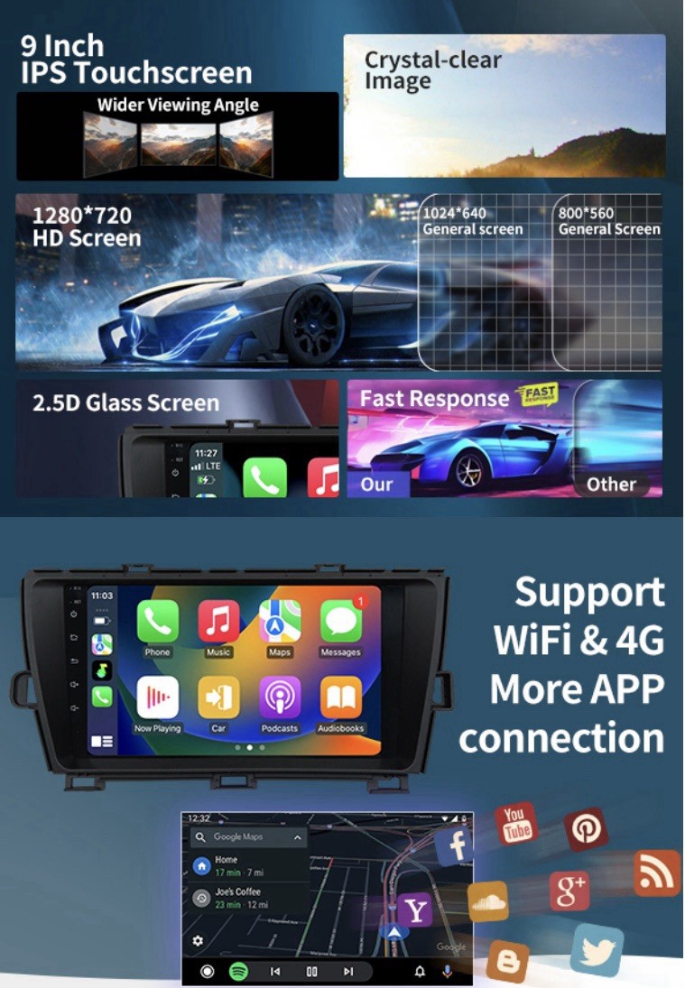 Toyota Prius 2010-2015 9-inch Android Car Stereo GPS 4/32gb Read Description