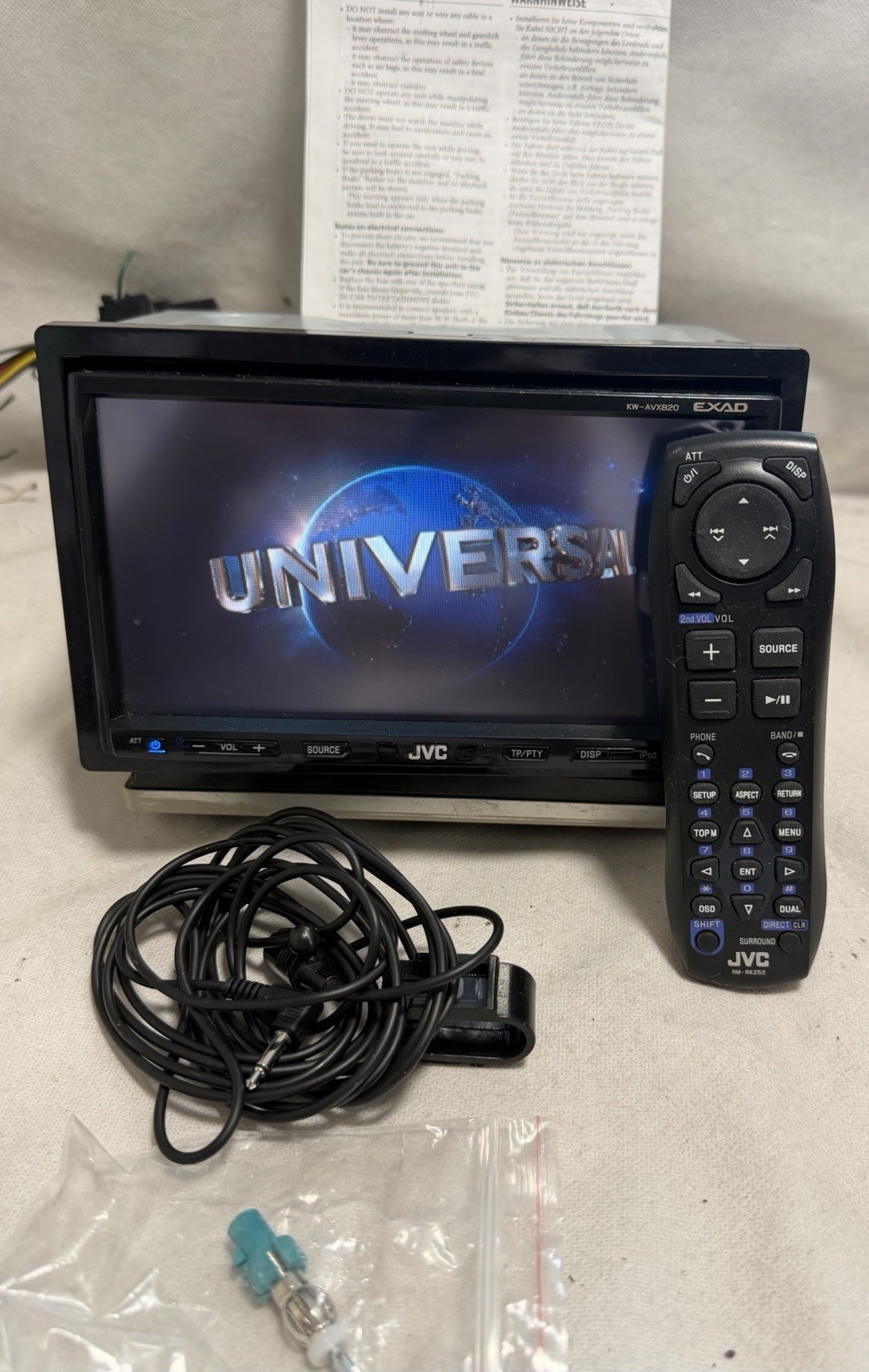 JVC EXAD KW-AVX820 DVD RECEIVER 7″ TOUCH SCREEN MONITOR BLUETOOTH MP3 USB REMOTE