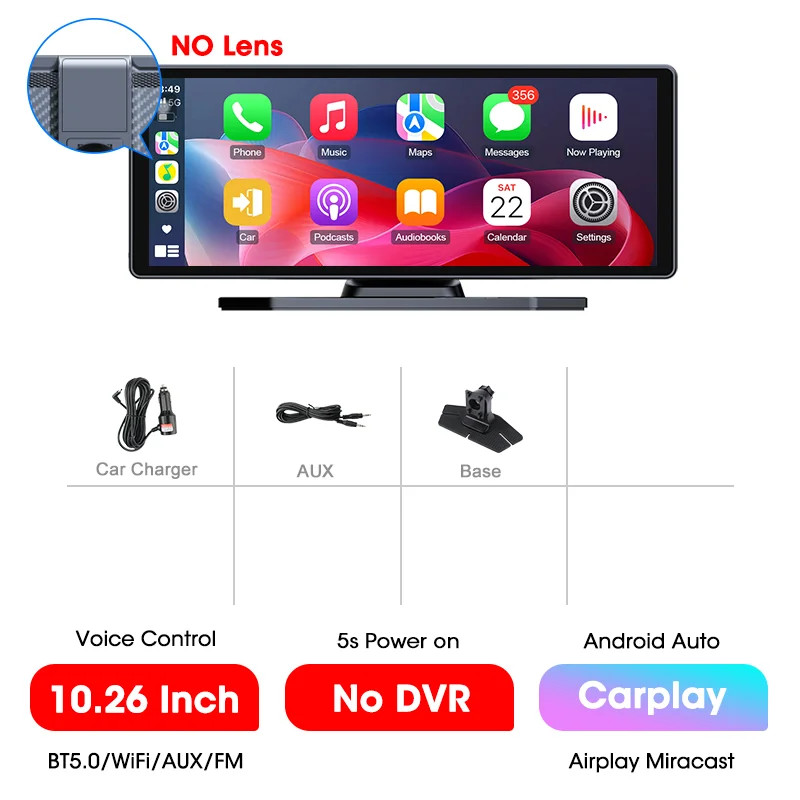 11.26″ 4K ADAS Dash Cam Display Wireless CarPlay Screen DVR Dual Recording Night