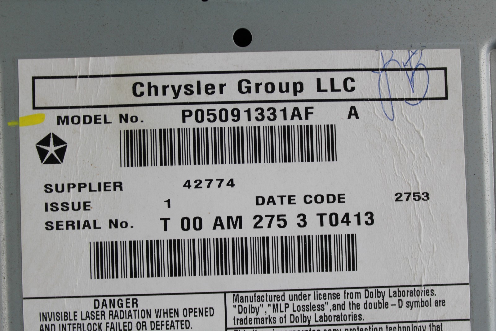 2016 Chrysler Town & Country Radio head Unit- Model# – ID: RHB