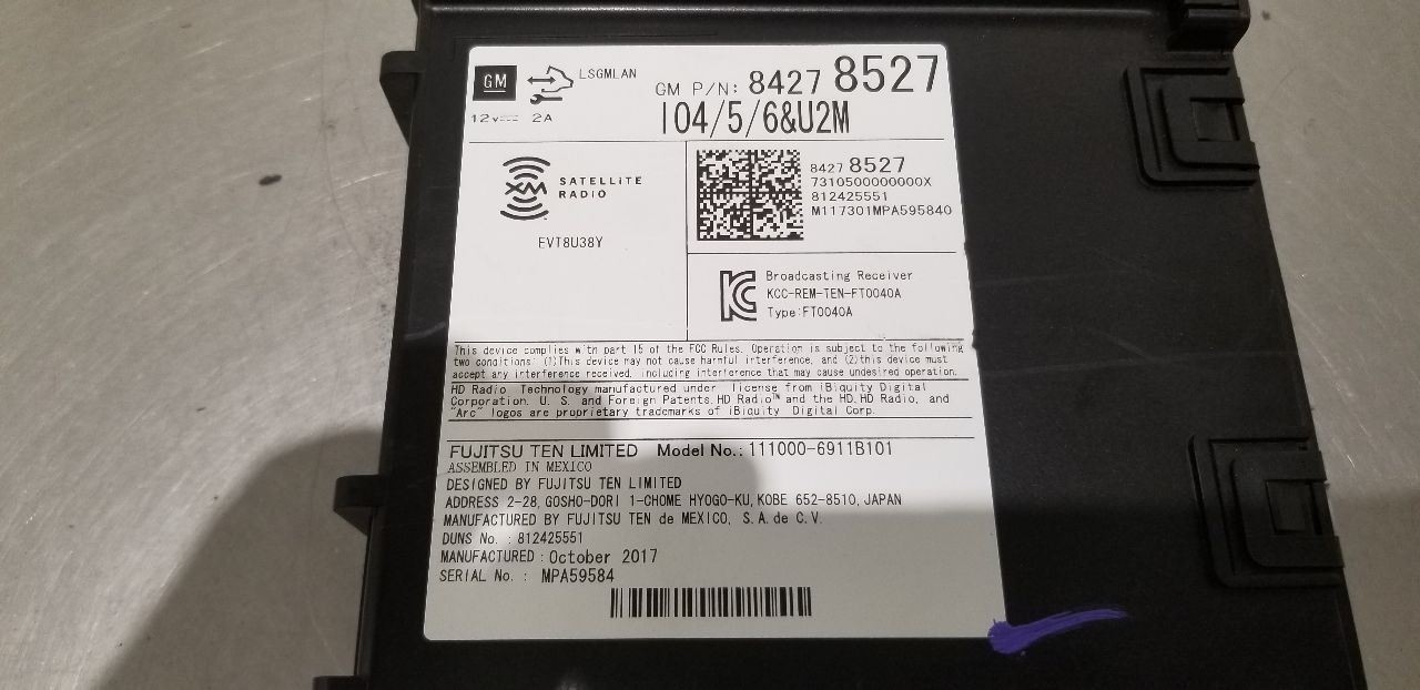 18 GMC SIERRA DENALI 1500 RADIO AUDIO RECEIVER 84278527