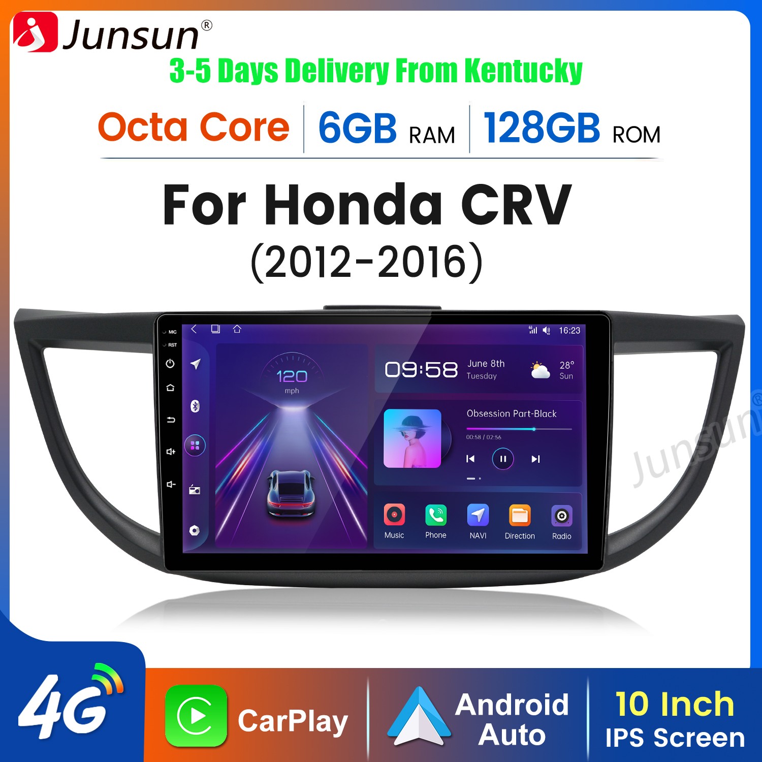 For Honda CRV 2012-2016 6+128G 8Core CarPlay Android15 Car Stereo Radio GPS Navi