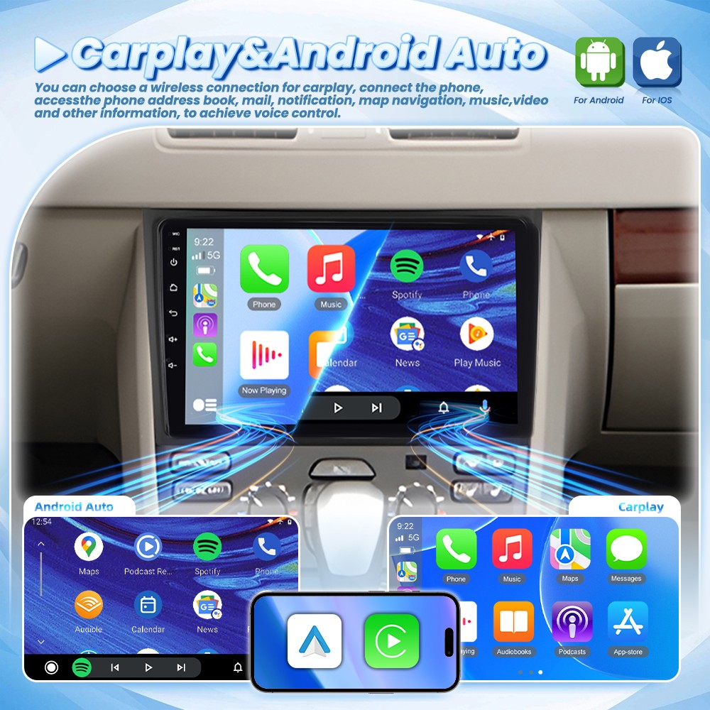 4+64GB 10.1” For Volvo XC90 2004-2014 Android 15.0 Car Stereo Radio GPS Carplay