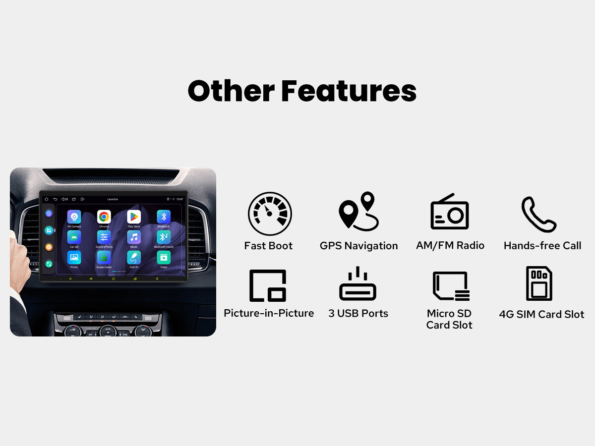 JOYING 13.3″ Single Din IPS Touchscreen Car Stereo 1080P 8+128GB 8-Core Radio FM