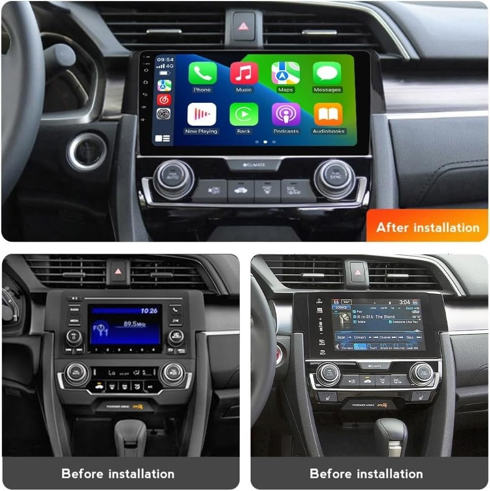 64G Car Stereo Radio For Honda Civic 2016-2020 Carplay Android15 FM/RDS Sat Navi